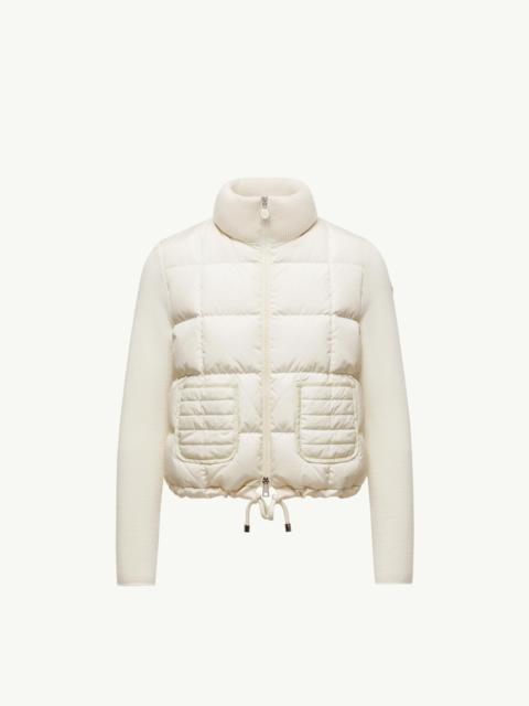 Moncler Square-Quilted Padded Wool Zip-Up Cardigan
