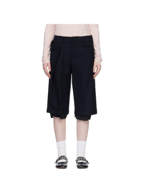 OPEN YY Black Wrap Over Bermuda Shorts