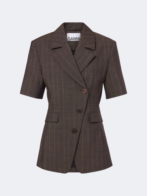 GANNI Striped wool blazer