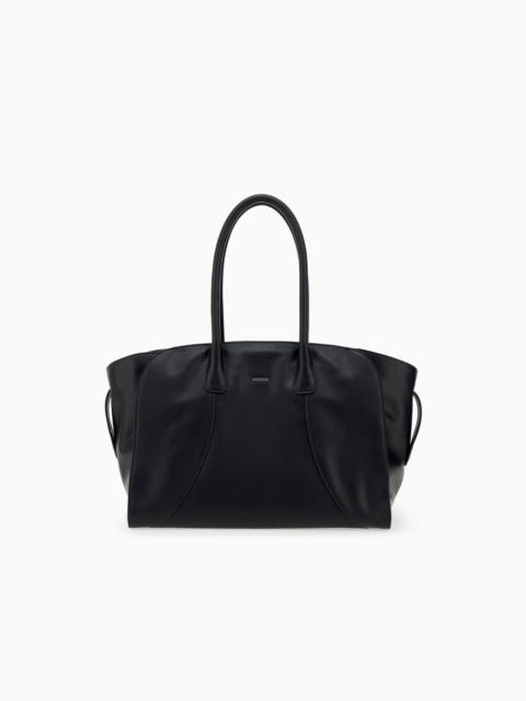 EMPORIO ARMANI LEATHER TOTE BAG WITH ROUNDED HANDLES AND A SMOOTH FINISH