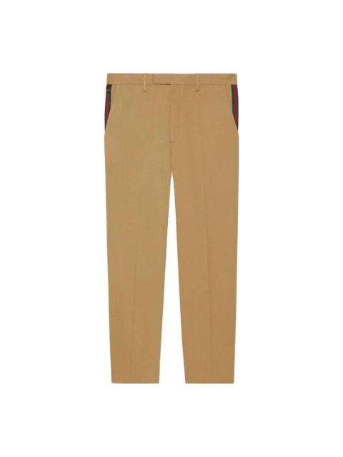 GUCCI Gucci Cotton Ankle Pant With Web 'Light Brown' 668588-Z8AQY-9727