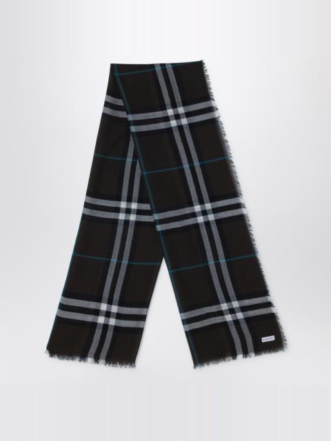 Light wool scarf Check brown