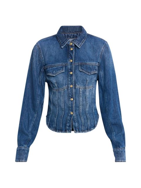 GANNI Women's Denim Corset Shirt - Indigo