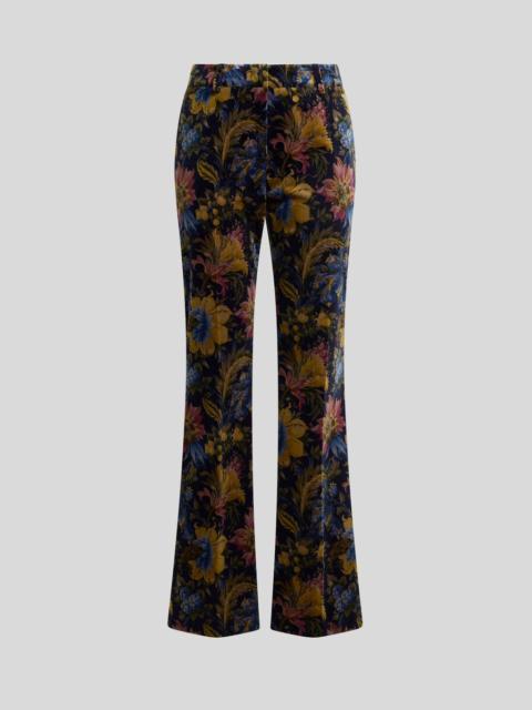 Etro COTTON VELVET TROUSERS WITH FLORAL OVERPRINT