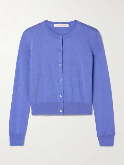 CAROLINA HERRERA Silk and cotton-blend cardigan Bright blue