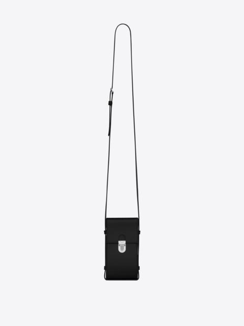 SAINT LAURENT tuc phone pouch with strap in supple calfskin