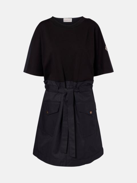 Moncler Belted cotton-blend jersey minidress