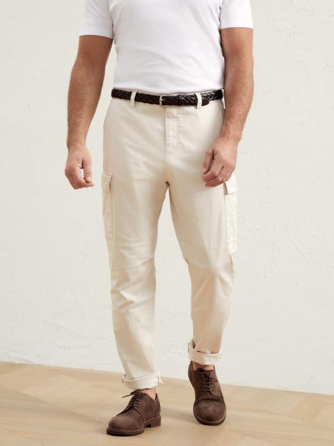 Garment-dyed easy fit trousers in America Pima cotton comfort gabardine with cargo pockets