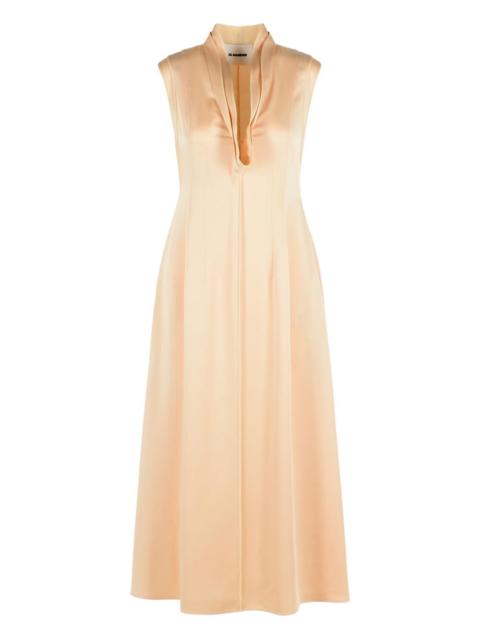 deep-neckline sleeveless dress