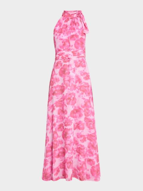 SACHIN & BABI Kayla Floral-Print Chiffon Halter Gown