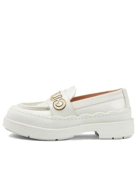 GUCCI (WMNS) Gucci Loafer 'White and metallic leather' 752854-AACEW-9071