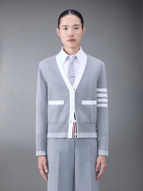 Thom Browne JERSEY 4-BAR V NECK POINTELLE CARDIAN