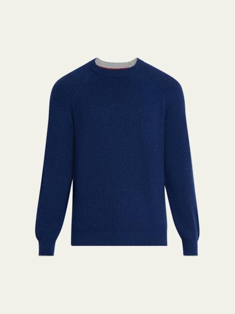 Men's Cashmere English Rib Crewneck Sweater