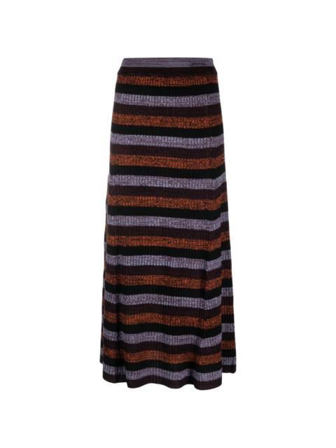 GANNI striped wool maxi skirt