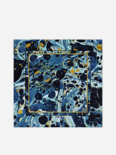 Dolce & Gabbana Silk bandanna with blue marbled print