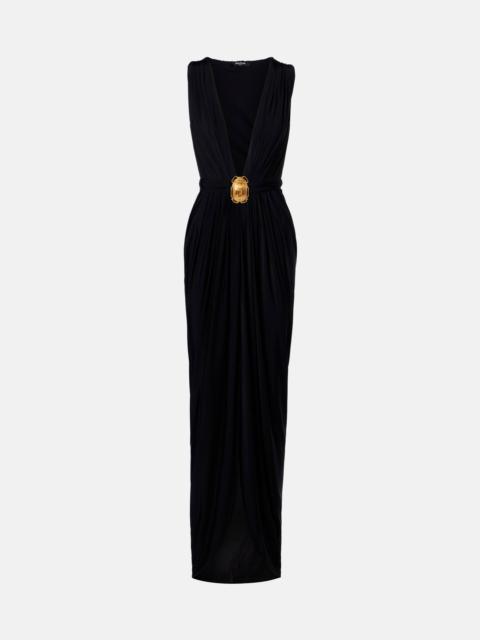 Balmain Embellished jersey maxi dress