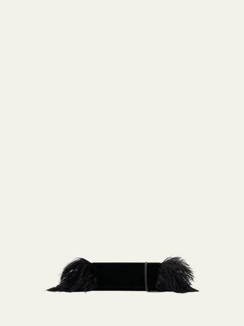 AKRIS Anouk Small Clutch Bag with Feather Trim