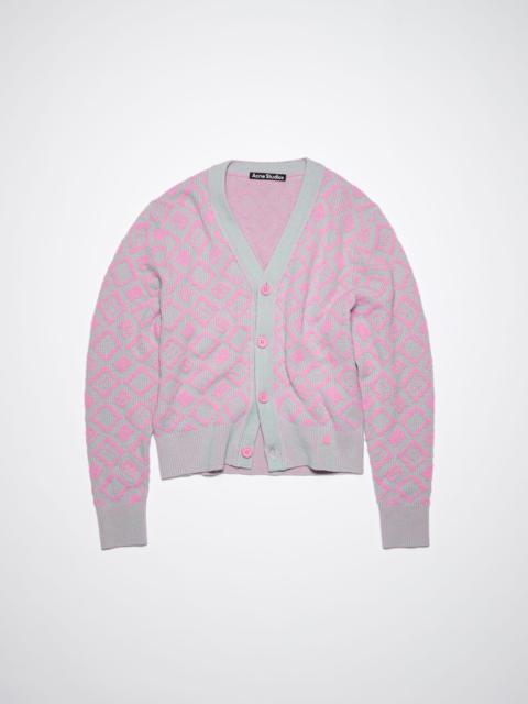 Face tiles cardigan - Bubble pink/spring green