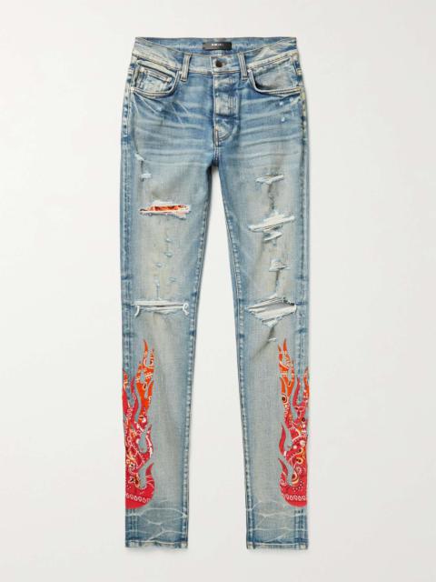 AMIRI TGCW Skinny-Fit Appliquéd Distressed Jeans