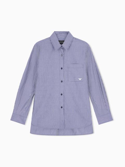 EMPORIO ARMANI STRIPED COTTON POPLIN SHIRT WITH A SINGLE CHEST POCKET