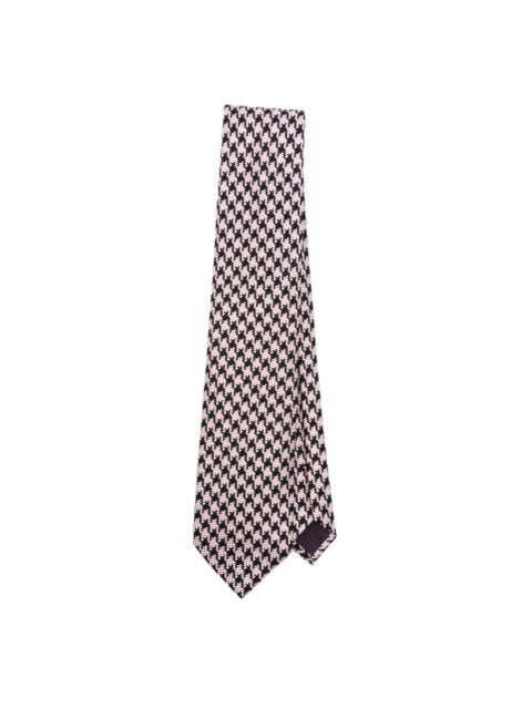 houndstooth-pattern silk tie