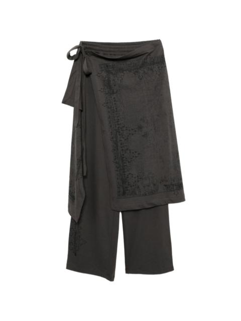 HYEIN SEO wrap-panel distressed-print trousers