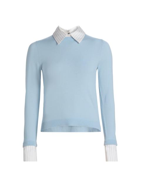 Alice + Olivia Women's Porla Stretch Wool Collared Sweater - Carolina Blue