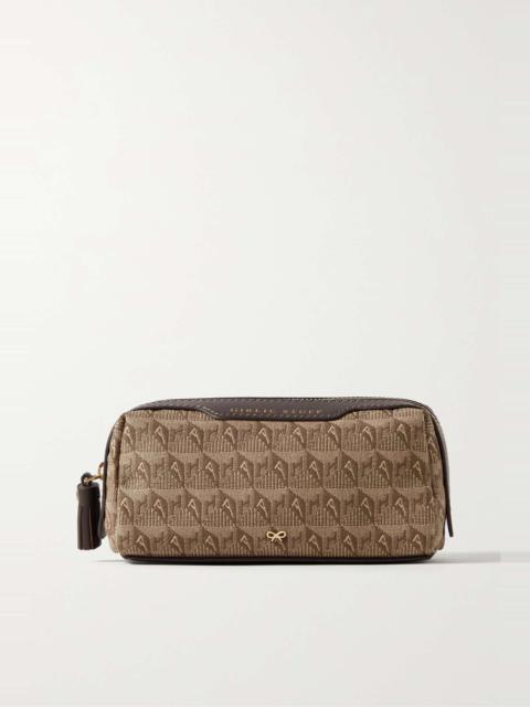 Anya Hindmarch Girlie Stuff textured leather-trimmed canvas-jacquard cosmetics case
