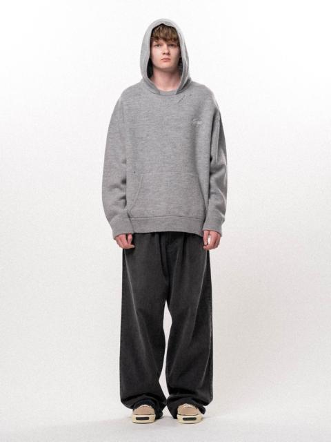 KAMIYA Embroidered Felted Wool Knit Hoodie