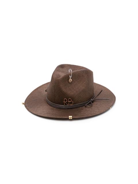 RUSLAN BAGINSKIY chain-strap straw fedora hat