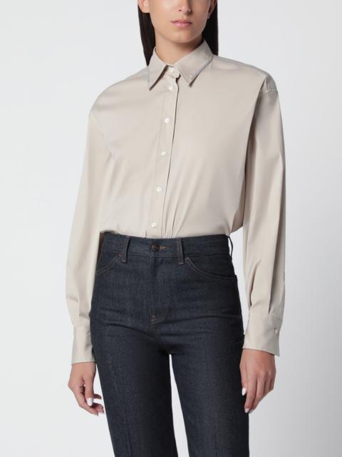 Brunello Cucinelli Monili Trim Stony Ground Cotton Poplin Shirt
