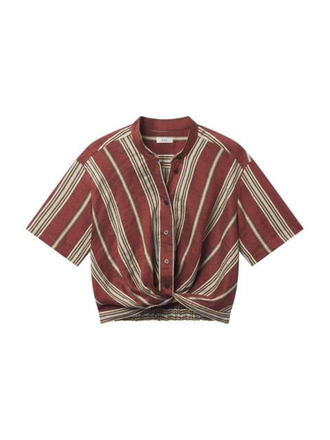 A.L.C. Leonore Short Sleeve Striped Linen Shirt