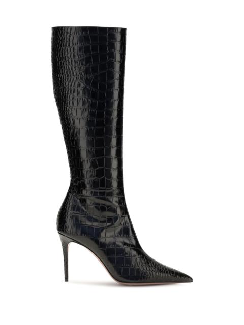 PARIS TEXAS Paris Texas Crocodile-Effect Leather Boot — Black