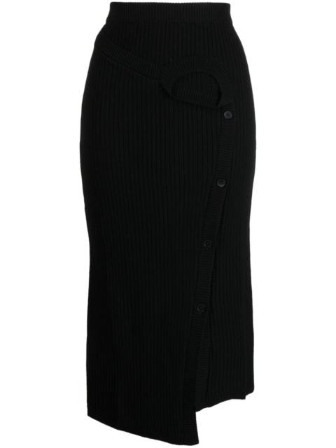 FENG CHEN WANG ribbed-knit wool midi skirt