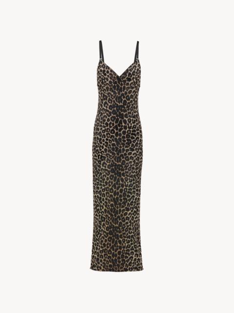 SAINT LAURENT SLIP DRESS IN LEOPARD TULLE