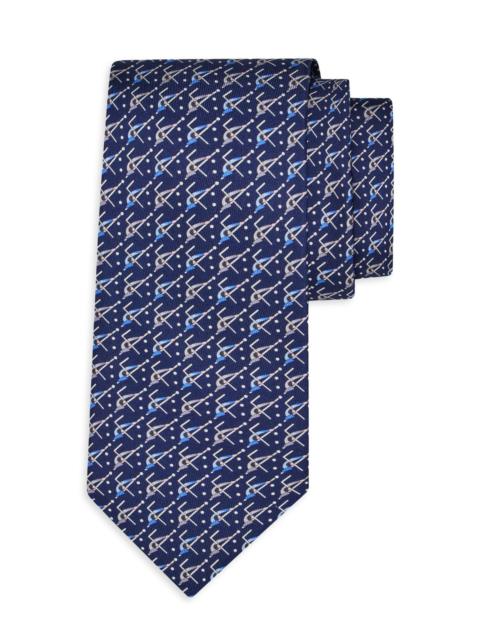 FERRAGAMO Men's Armando Billiard-Print Silk Tie - Blue Scuro Azzurro