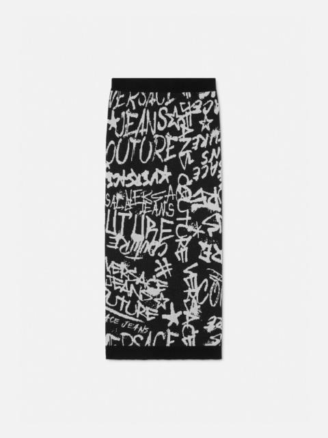 VERSACE JEANS COUTURE Graffiti Jacquard Midi Skirt