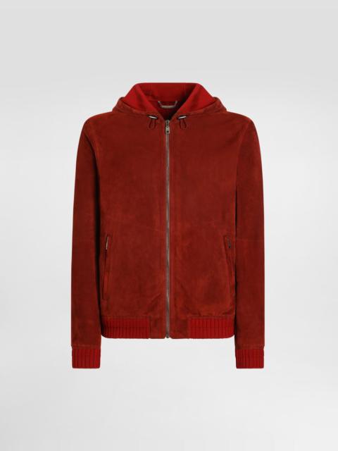 Dolce & Gabbana Suede hooded jacket with knit details