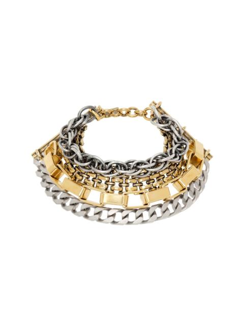 MM6 Maison Margiela Silver & Gold Mixed Chain Bracelet