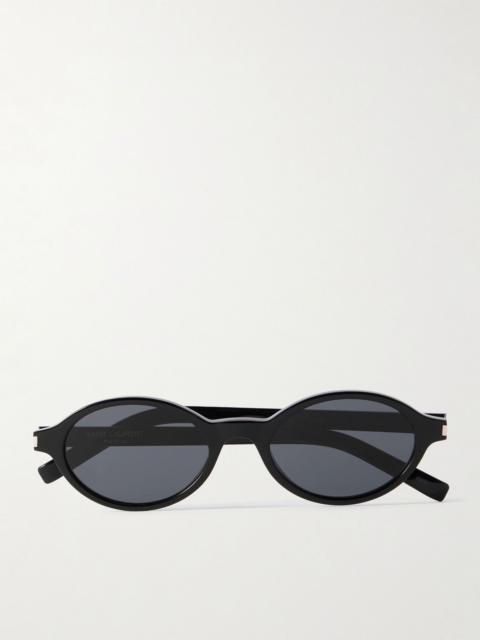 SAINT LAURENT Oval-frame acetate sunglasses Black