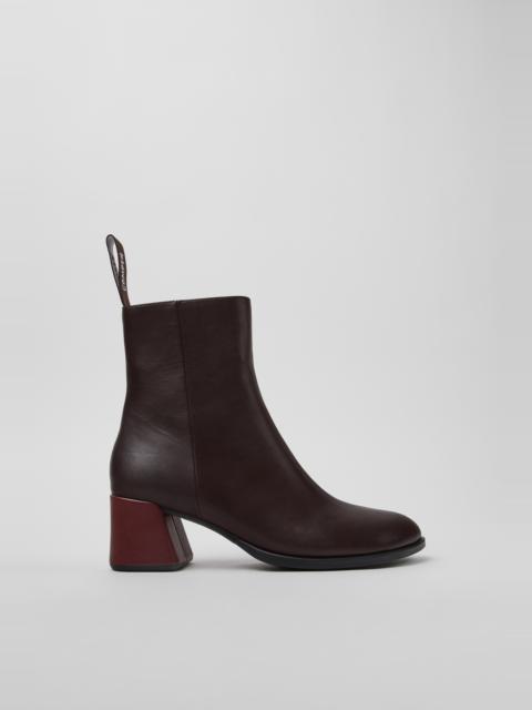 CAMPER Twins Brown Leather Ankle Boots for Women.