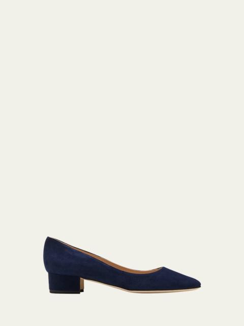 Manolo Blahnik Lista Suede Block-Heel Pumps