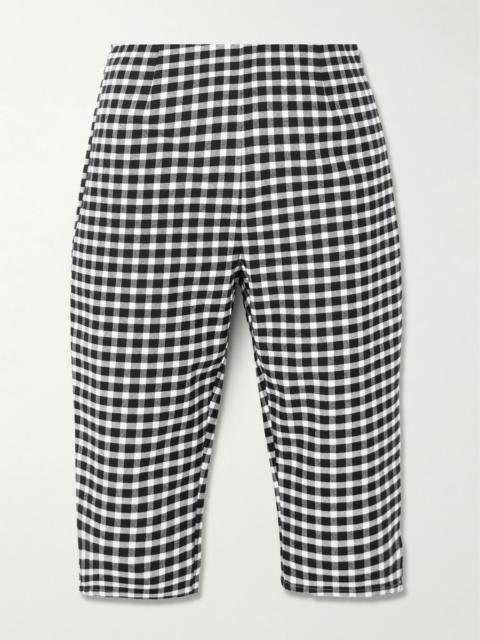 POSSE Chiara cropped checked cotton-blend capri pants Black