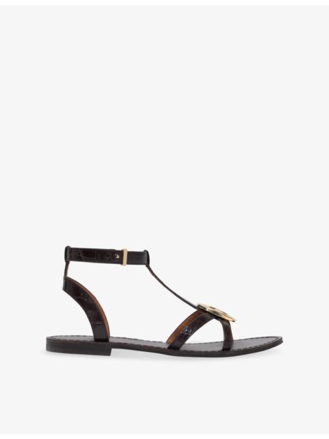 maje Hardware Flat Leather Sandals