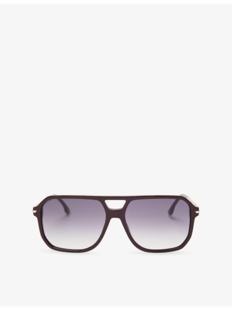 Victoria Beckham Square-Frame Double-Bridge Acetate Sunglasses