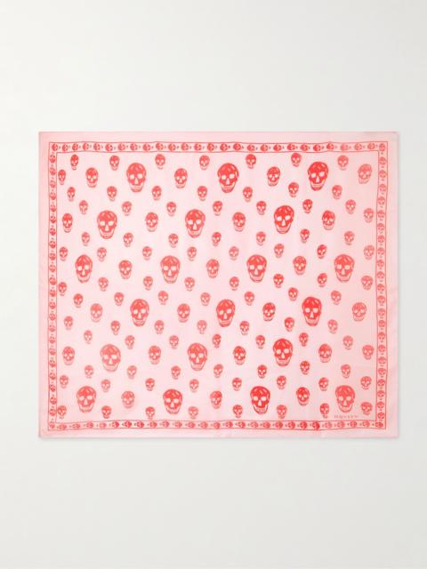 Alexander McQueen Printed silk-chiffon scarf Red