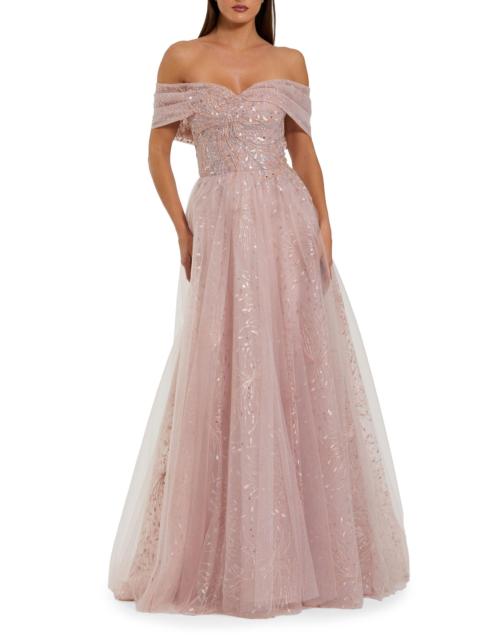 MAC DUGGAL Women's Beaded-Embroidered Tulle Ballgown - Dusty Rose