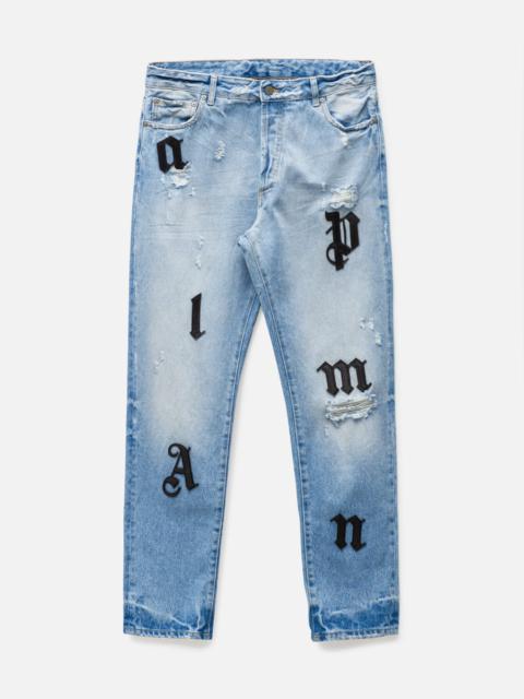 Palm Angels LIGHT WASH LOGO JEANS