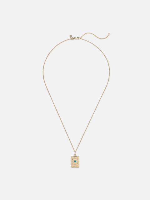 SYDNEY EVAN Eye Tarot Card 14kt gold pendant necklace with turquoise and diamonds