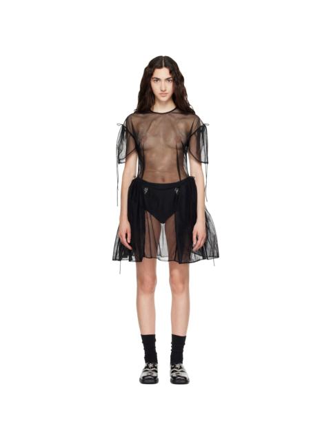 Simone Rocha Black Puff Sleeve Cord Hip Minidress